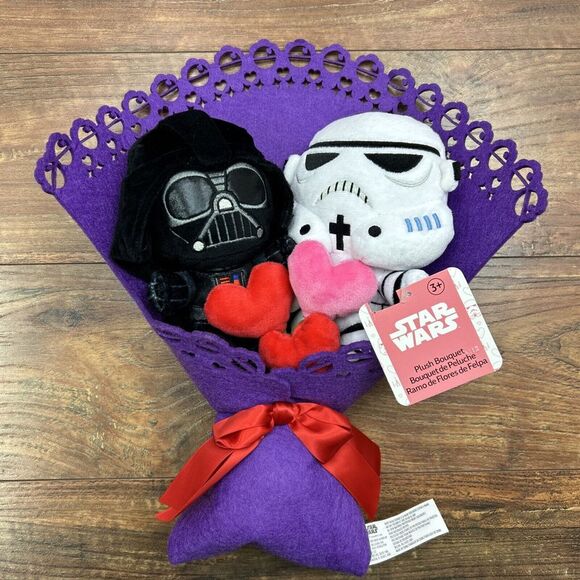 Star‎ Wars Plush Valentine Bouquet NEW Darth Vader Stormtrooper Hearts Gift - Picture 1 of 6
